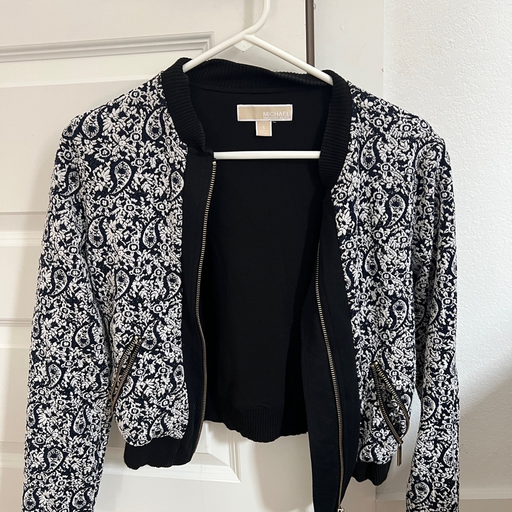 Michael Kors Black and White Bomber Jacket